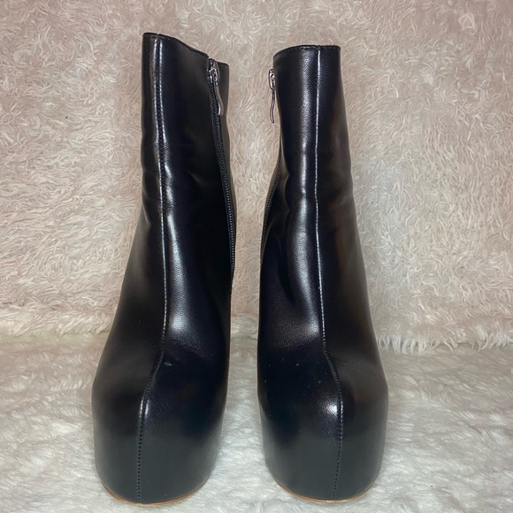 Black Faux Leather | Platform Pump | Six Inch Heeled Bootie - Picture 5 of 12